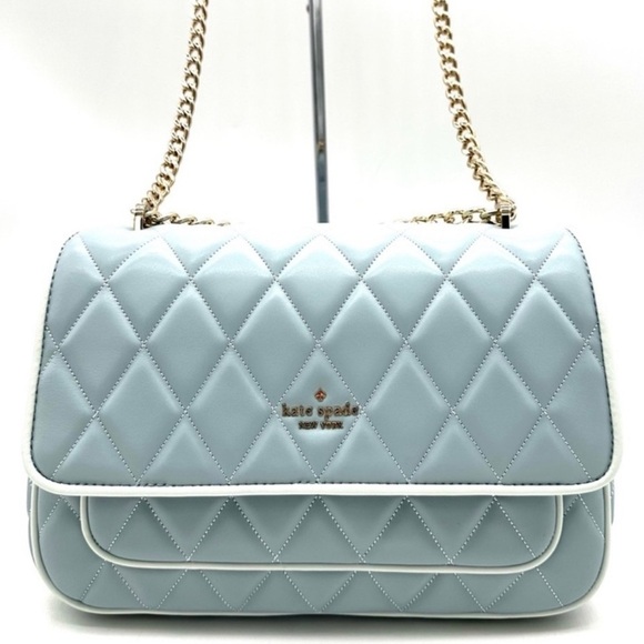 Kate Spade Colorblock Carey Quilted Leather Flap Shoulder Bag Wild Sage - Picture 1 of 11